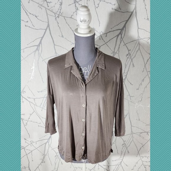Standard James Perse Beige Taupe Jersey Knit Boxy Fit Blouse - Picture 1 of 4